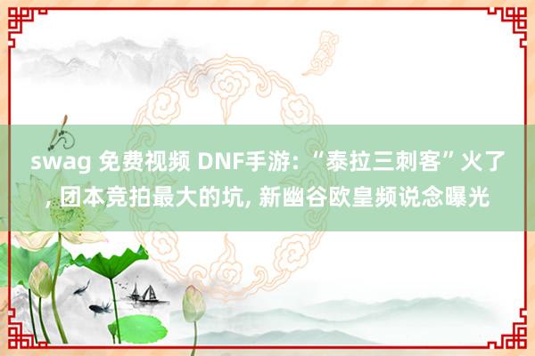 swag 免费视频 DNF手游: “泰拉三刺客”火了, 团本竞拍最大的坑, 新幽谷欧皇频说念曝光