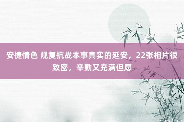 安捷情色 规复抗战本事真实的延安，22张相片很致密，辛勤又充满但愿