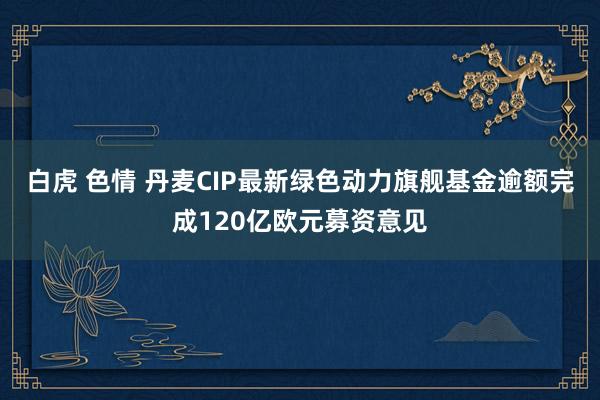 白虎 色情 丹麦CIP最新绿色动力旗舰基金逾额完成120亿欧元募资意见